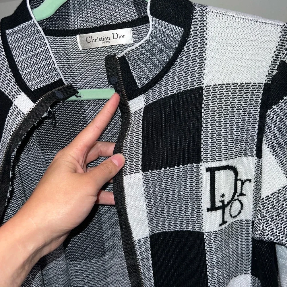 Dior Black and White Zip Up Sweater